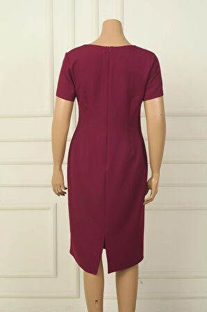 Kadın Yarım Kollu Astarlı Büyük Beden Krep Elbise