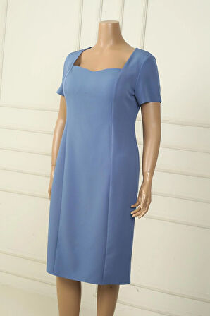 Kadın Yarım Kollu Astarlı Büyük Beden Krep Elbise