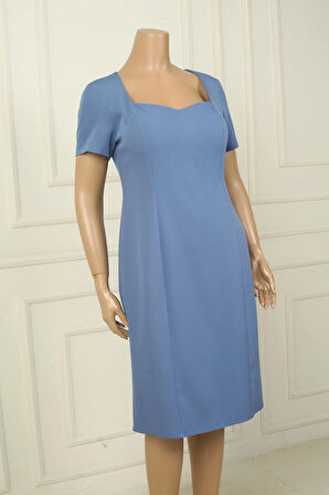 Kadın Yarım Kollu Astarlı Büyük Beden Krep Elbise