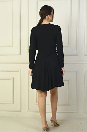 Kadın U Yaka Kısa Krep Elbise