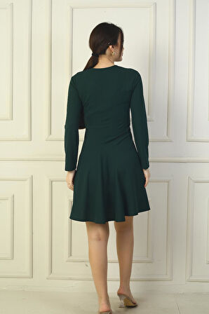 Kadın U Yaka Kısa Krep Elbise