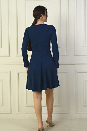 Kadın U Yaka Kısa Krep Elbise