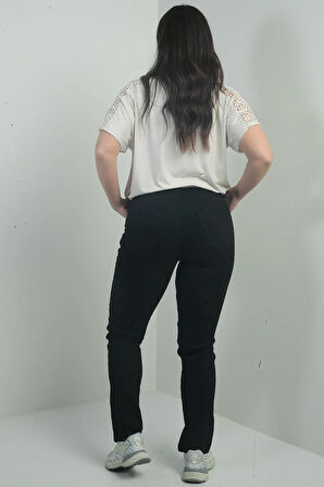 Kadın Yüksek Bel Boru Paça Büyük Beden Likralı Kot Pantolon