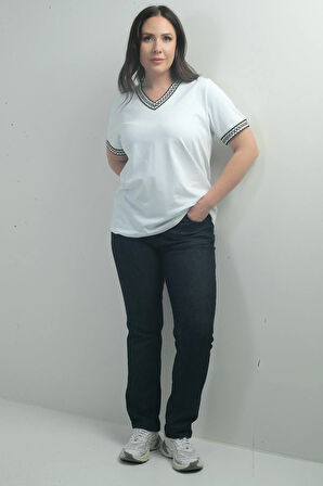 Kadın Yüksek Bel Boru Paça Likralı Büyük Beden Kot Pantolon