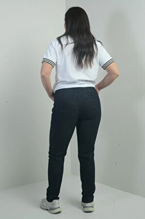 Kadın Yüksek Bel Boru Paça Likralı Büyük Beden Kot Pantolon