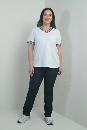 Kadın Yüksek Bel Boru Paça Likralı Büyük Beden Kot Pantolon