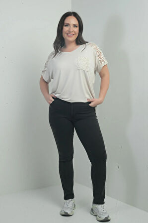 Kadın Yüksek Bel Boru Paça Likralı Büyük Beden Kot Pantolon