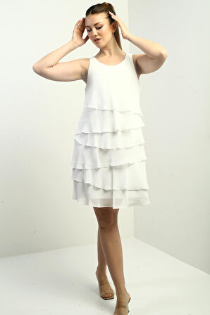 Kadın Astarlı Kat Kat Şifon Elbise