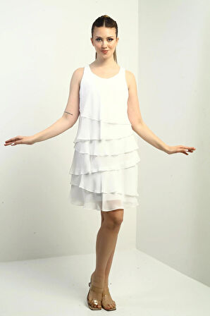 Kadın Astarlı Kat Kat Şifon Elbise