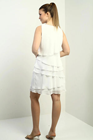 Kadın Astarlı Kat Kat Şifon Elbise