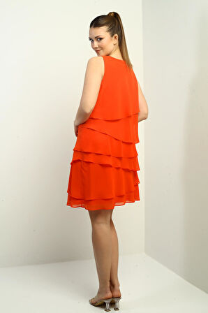 Kadın Astarlı Kat Kat Şifon Elbise