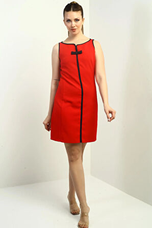 Kadın Kendinden Telalı Fiyonk Detaylı Kısa Elbise