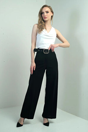 Kadın Scuba Krep Likralı Palazzo Pantolon