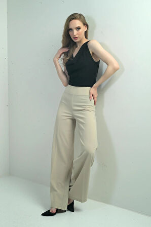 Kadın Yüksek Bel Scuba Krep Palazzo Pantolon