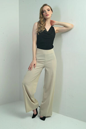 Kadın Yüksek Bel Scuba Krep Palazzo Pantolon