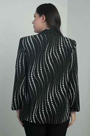 Kadın Zincir Puantiyeli Uzun Kol  Kruvaze Yaka Ceket B.B. İkili Takım