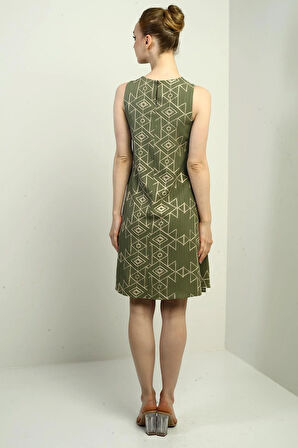 Kadın Etnik Desen Kordeneli Kısa Elbise