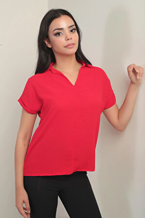 Polo Yaka Duble Kol Ayrobin Bluz
