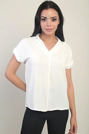 Polo Yaka Duble Kol Ayrobin Bluz