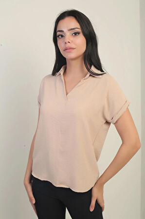 Polo Yaka Duble Kol Ayrobin Bluz