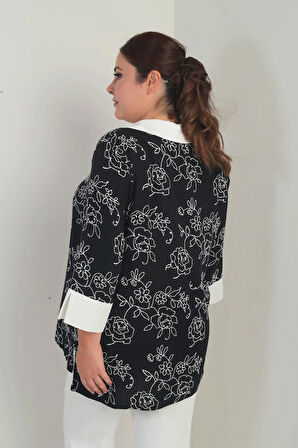 Kadın Patlı Yaka Çiçek İşlemeli B.B Bluz