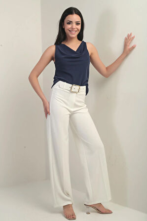 Kadın Scuba Krep Likralı Palazzo Pantolon