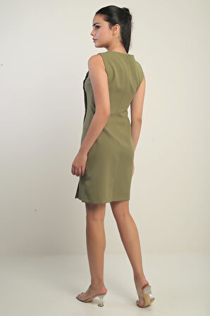 Kadın Kendinden Telalı Yan Düğmeli Kısa Elbise