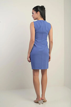 Kadın Kendinden Telalı Yan Düğmeli Kısa Elbise