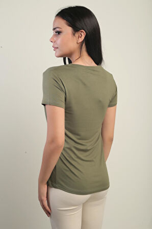 Kadın V Yaka Likralı Bluz