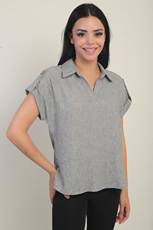 Kadın Polo Yaka Apoletli Gömlek