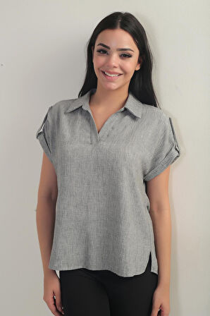 Kadın Polo Yaka Apoletli Gömlek