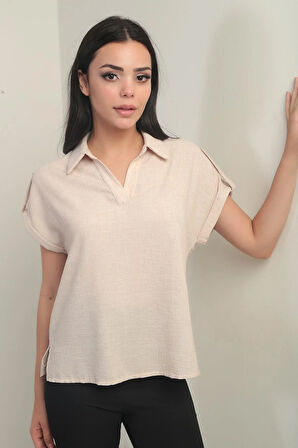 Kadın Polo Yaka Apoletli Gömlek