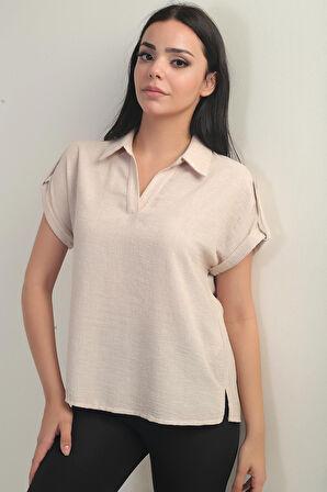 Kadın Polo Yaka Apoletli Gömlek