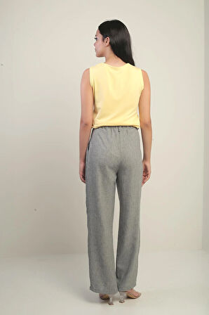 Kadın Beli Lastikli Cepli Pile Detaylı Palazzo Pantolon