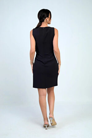 Kadın Kendinden Telalı Yan Düğmeli Kısa Elbise