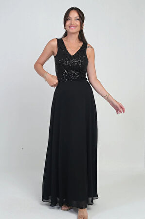 Kadın Beli Lastikli Astarlı Uzun Şifon Etek