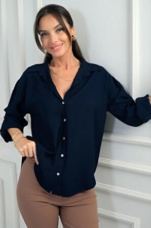 Kadın Kol Katlamalı Lyocell Gömlek