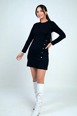 Kadın Çıtçıtlı Kısa Elbise