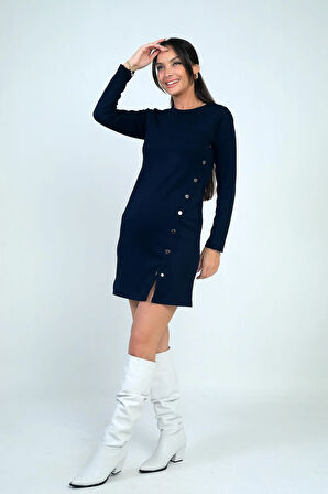 Kadın Çıtçıtlı Kısa Elbise