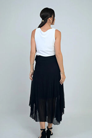 Kadın Yanları Kısa Astarlı Uzun Tül Etek