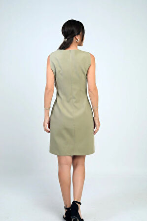 Kadın Kendinden Telalı Yan Düğmeli Kısa Elbise