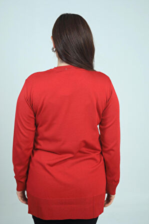 Kadın Tek Taraf Saç Örgülü Büyük Beden Likralı Tunik Bluz