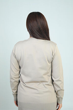 Kadın Tek Taraf Saç Örgülü Büyük Beden Likralı Tunik Bluz