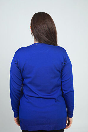 Kadın Tek Taraf Saç Örgülü Büyük Beden Likralı Tunik Bluz