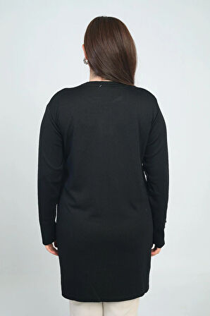 Kadın Ön Yanlar Saç Örgülü Büyük Beden Soğuk İplik Tunik Bluz