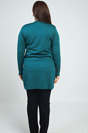 Kadın Ön Yanlar Saç Örgülü Büyük Beden Soğuk İplik Tunik Bluz