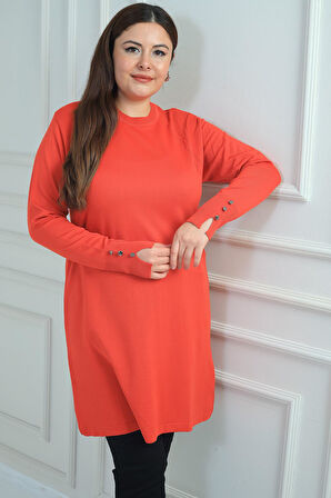 Kadın Ön Yanlar Saç Örgülü Büyük Beden Soğuk İplik Tunik Bluz
