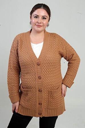 Kadın Sepet Örgü Model Cepli Tunik Hırka