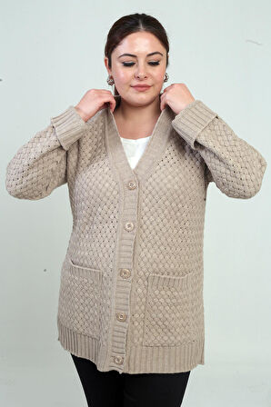 Kadın Sepet Örgü Model Cepli Tunik Hırka