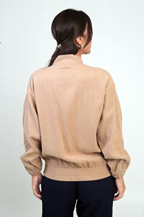 Beli Lastikli Torba Cepli Kaşe Bomber Mont